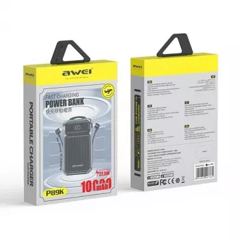 Powerbank 10000mAh 38,5 W P89K kable zintegrowane