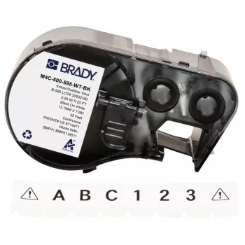 Brady Corporation M4C-500-595-WT-BK Winylowa Czarna na Białą 12,70 mm x 7,62 m trwała (170818)