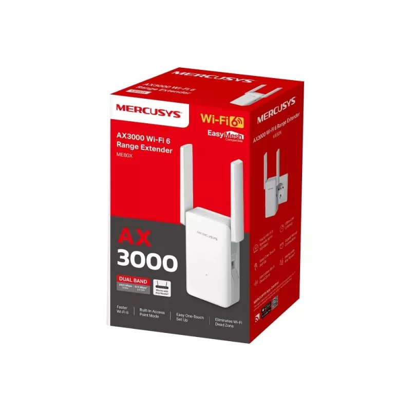 Mercusys ME80X wzmacniacz sieciowy, biały 100, 1000 Mbit/s