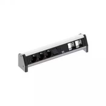 Desk 1, 3 gniazda AC, 230 V, 16 A, czarny, aluminium, 450 mm