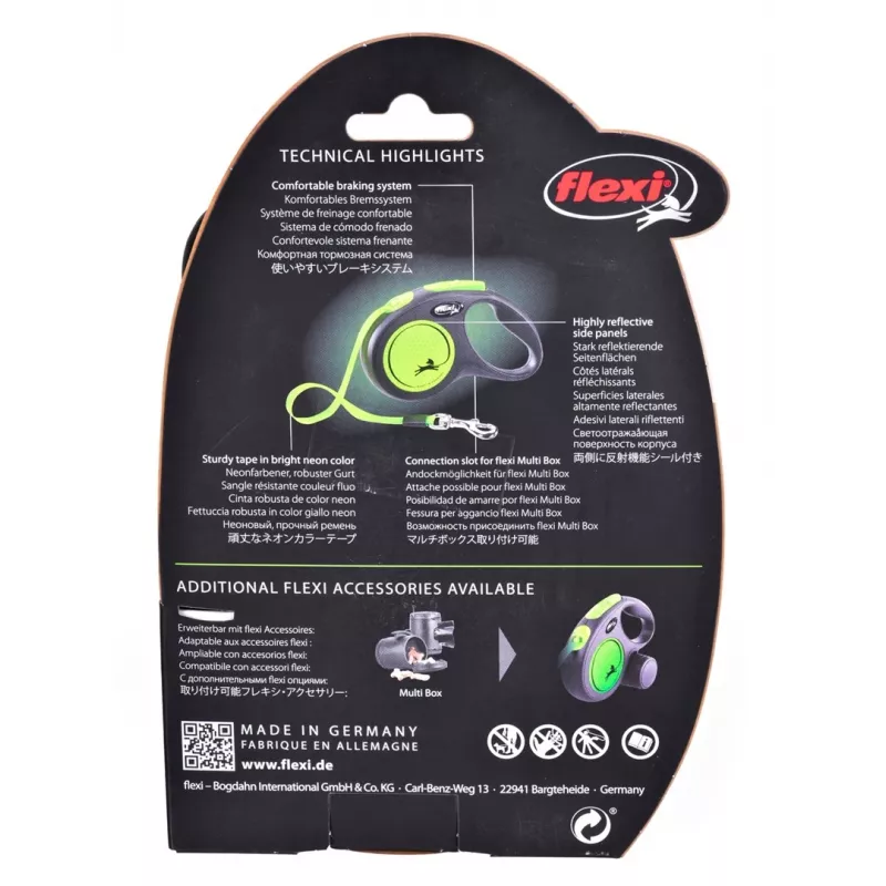FLEXI nowy Neon M - smycz automatyczna - 5 m