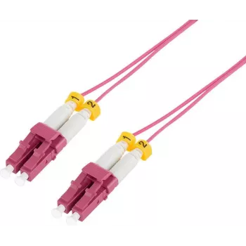 Światłowodowy smukły kabel krosowy - OM4 - LC-LC duplex - erica violet - 5 m