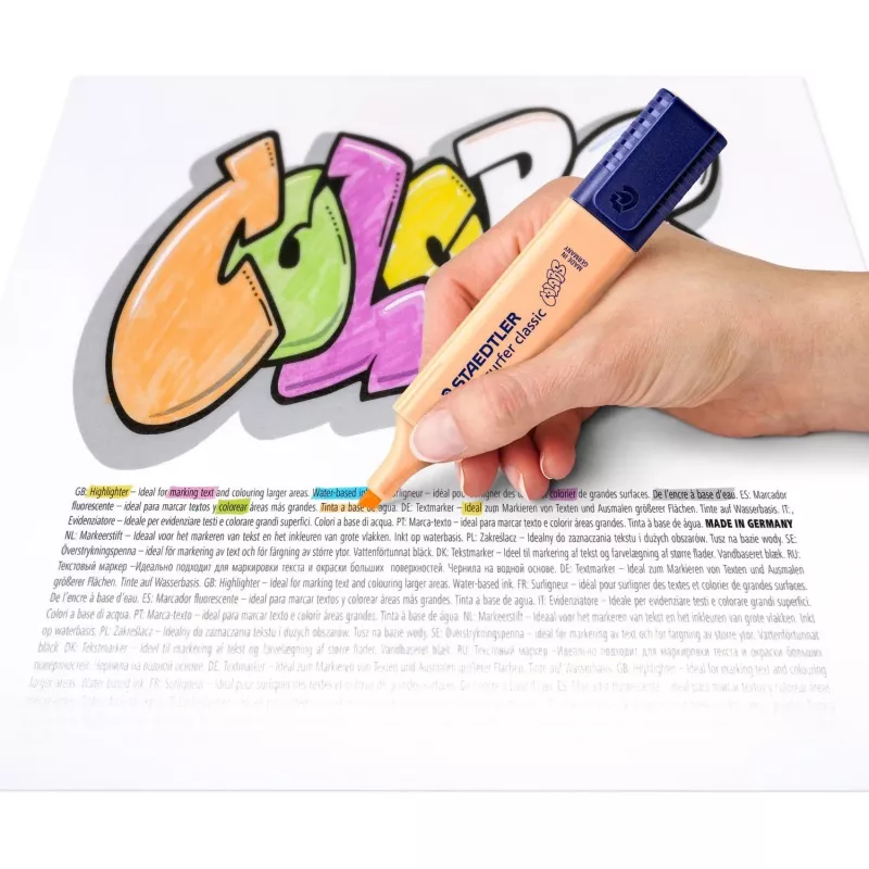 Marker Staedtler 364 C 6 szt. Końcówka dłutowa Limonkowy Miętowy Brzoskwiniowy Różowy Fioletowy Żółty