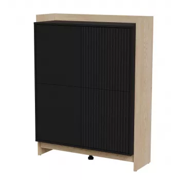 Cama PORTO komoda 100x38x130 dąb/czarny