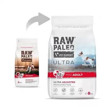 VET EXPERT RAW PALEO Ultra Mini Adult Beef - sucha karma dla psów - 8 kg