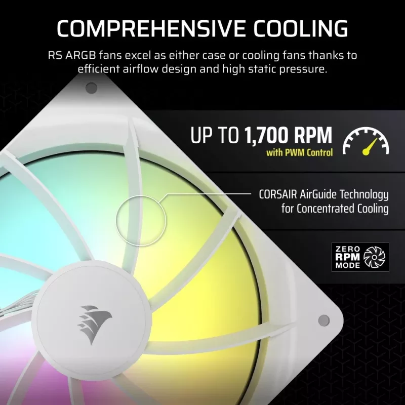 Wentylator Corsair RS140 ARGB 14 cm Biały 330-1700 RPM