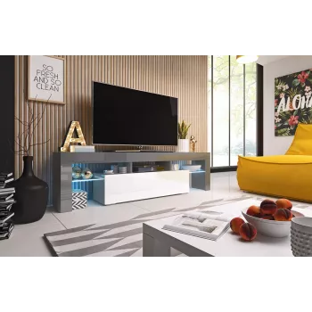 Cama stojak TV TORO 158 szary/biały połysk