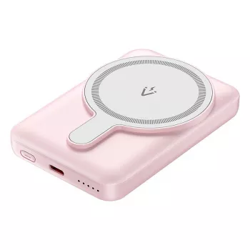 Powerbank Vention FHSP0 5000 mAh z ładowaniem bezprzewodowym, USB-C, wyjście 3 A, Różowy