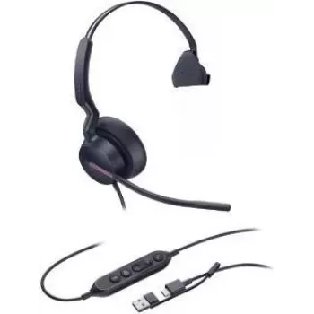 Yealink UH46 Mono 1308242 Headset – USB-C/USB-A – monaural – Noise-Cancelling – 35mm Speaker – Wideband-Audio – 3-Microphone-Technology – Czarny