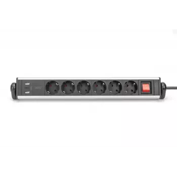 Listwa biurowa Digitus 6-gniazdowa z 3 portami USB 1,5 m kabel
