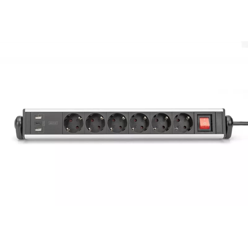 Listwa biurowa Digitus 6-gniazdowa z 3 portami USB 1,5 m kabel
