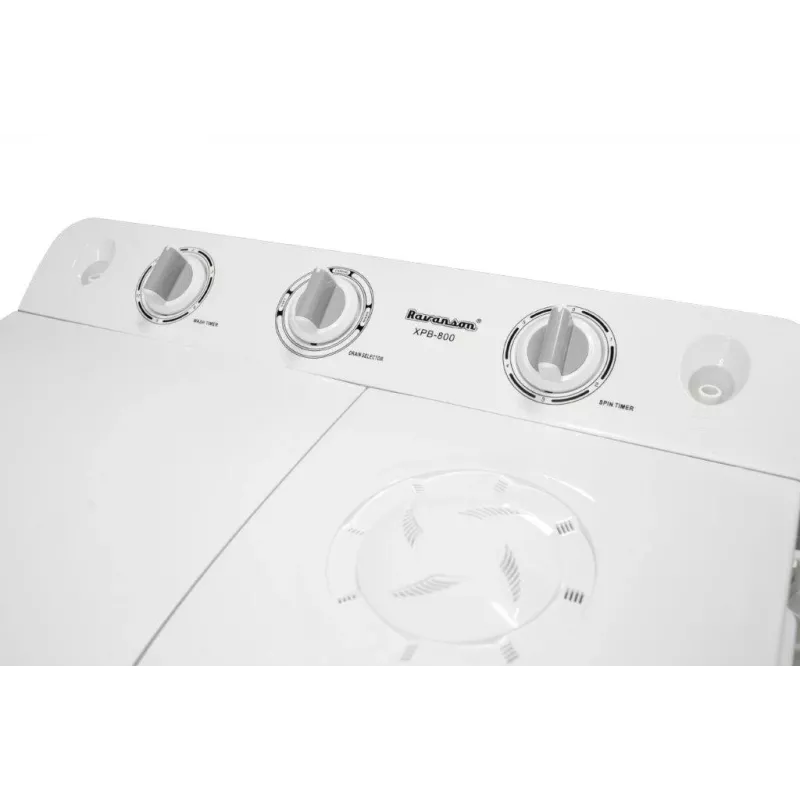 Pralka półautomatyczna Ravanson XPB-800 — pojemność 7,5 kg, 1400 obr./min, ładowana od góry, biała