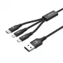 Kabel USB Unitek C14049BK — USB-C do Micro-USB B/Lightning, USB 2.0, 1,2 m, czarny