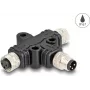 DeLOCK M8 T-Splitter A-coded 3 pin 1 x męski do 2 x żeńskich połączenie równoległe