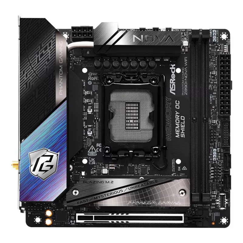 Płyta główna ASRock Phantom Gaming Z890I Nova WiFi — Intel Z890, LGA 1851, mini ITX, DDR5, 2x M.2, Wi‑Fi 6E/7, 5Gb LAN, Thunderbolt