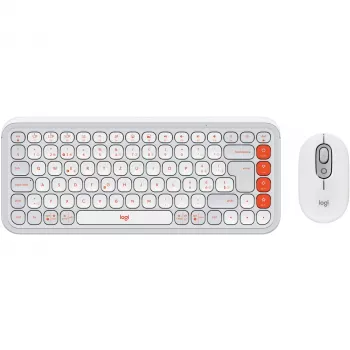 Mysz Logitech POP Icon Combo Bluetooth QWERTZ Szwajcarski Pomarańczowo-Biały
