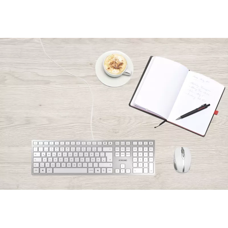Klawiatura CHERRY KC 6000 cienki uniwersalna USB QWERTZ niemiecka srebrna