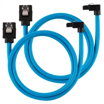 Corsair Premium Sleeved SATA-kabel kątowy, niebieski 60 cm - 2 szt.
