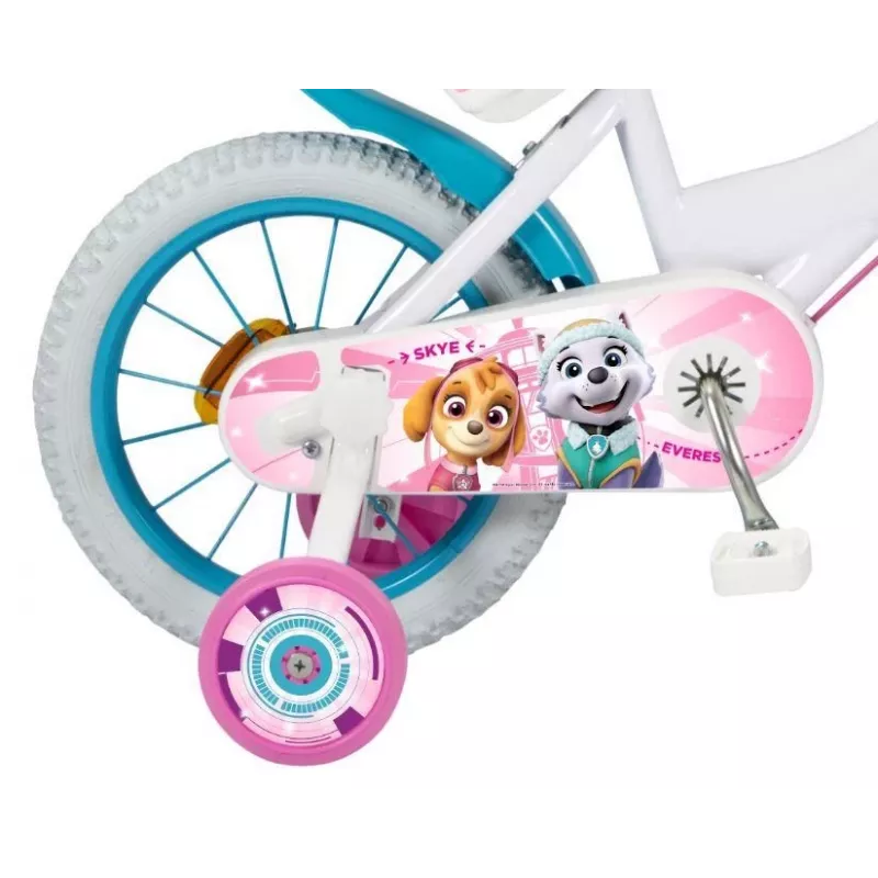 Rower dziecięcy miejski Toimsa PAW PATROL 14 cali stal, pompowane koła 14 inch, hamulce szczękowe przednie/tylne, koszyk, fotelik dla lalki, kółka boczne