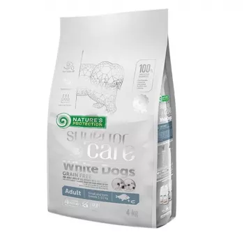 Sucha karma dla psów Nature’s Protection biały Dogs GF biały Fish Adult Small 4 kg — bezzbożowa, białko 24%, tłuszcz 13%