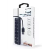 Koncentrator USB Gembird UHB-U3P7P-01, 7-portowy USB 3.2 Gen 1 (Type-A), kabel 0,24 m, czarny