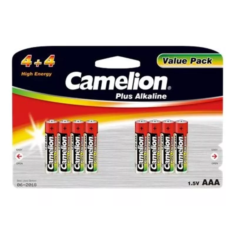 Baterie alkaliczne AAA (LR03) CAMELION 11044803 — opakowanie 8 szt., jednorazowe