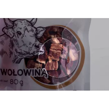 Przysmaki treningowe dla psów Hilton Treaning treats Wołowina 80 g — miękkie przekąski wołowe wielkości kęsa, białko 42%, wilgotność 18%