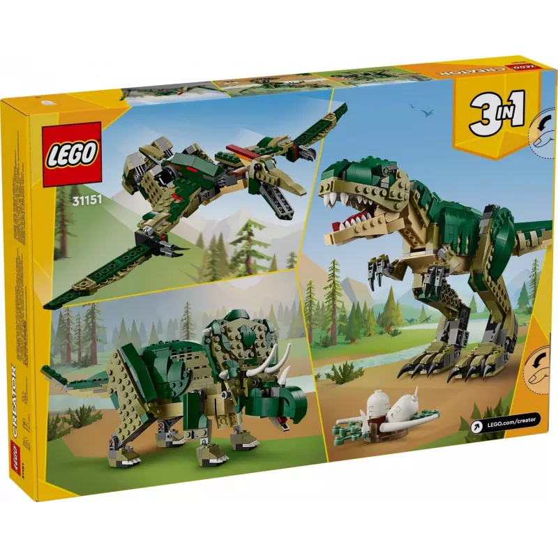 Zabawka konstrukcyjna LEGO Creator 3-w-1 T.Rex, zestaw do zbudowania, 626 szt., wysokość 150 mm, wiek 9+