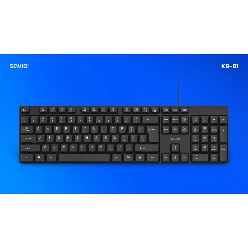 Klawiatura Savio KB-01 do domu/biura USB QWERTY US English Czarna