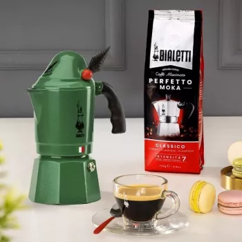 Kafetierka BIALETTI Moka BREAK ALPINA — 3 filiżanki, zielona, aluminium, uchwyt bakelitowy