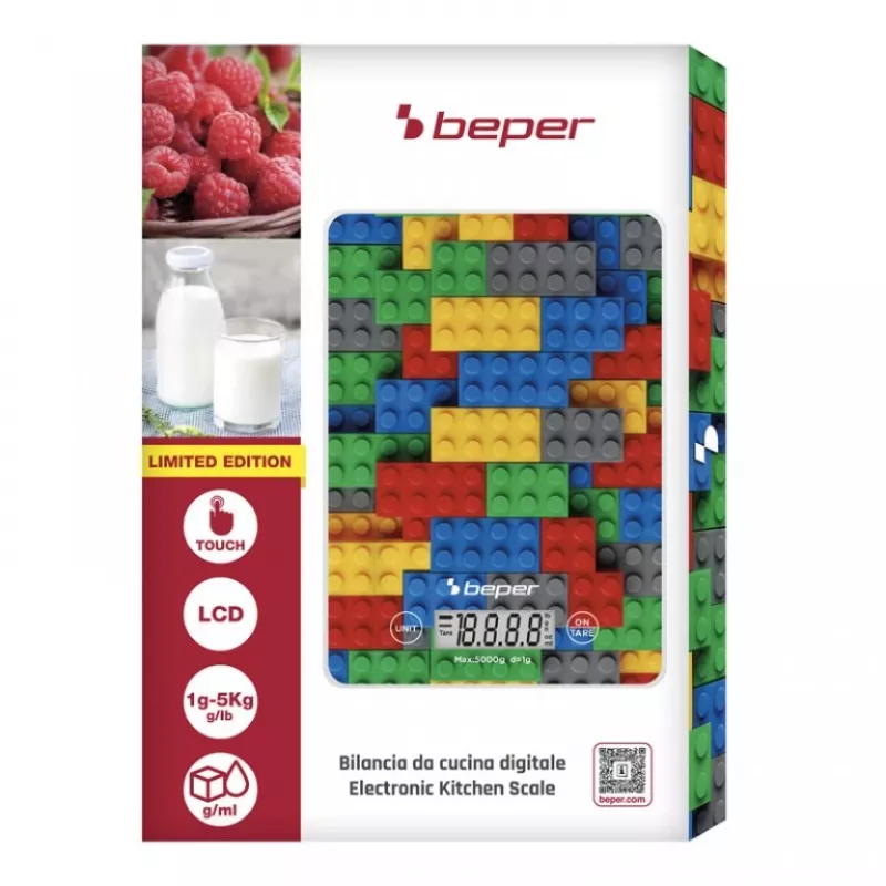 Waga kuchenna Beper P102BIL005 - cyfrowa, 5 kg, 1 g, kolorowe klocki