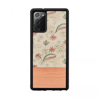 Etui Man and Wood na Samsung Galaxy Note 20 — Różowy Kwiat na Czarnym