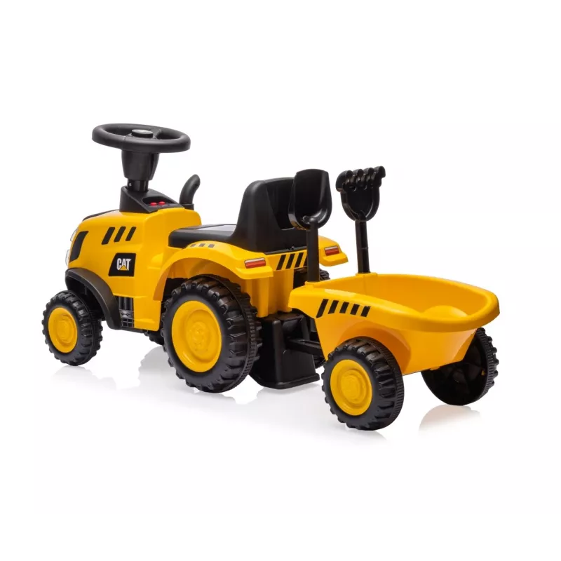 Pojazd CAT Traktor z przyczepą żółty jeździk