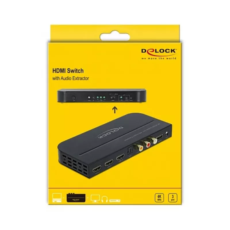 Przełącznik HDMI DeLOCK 3 x HDMI wejście na 1 x HDMI wyjście 4K 60 Hz