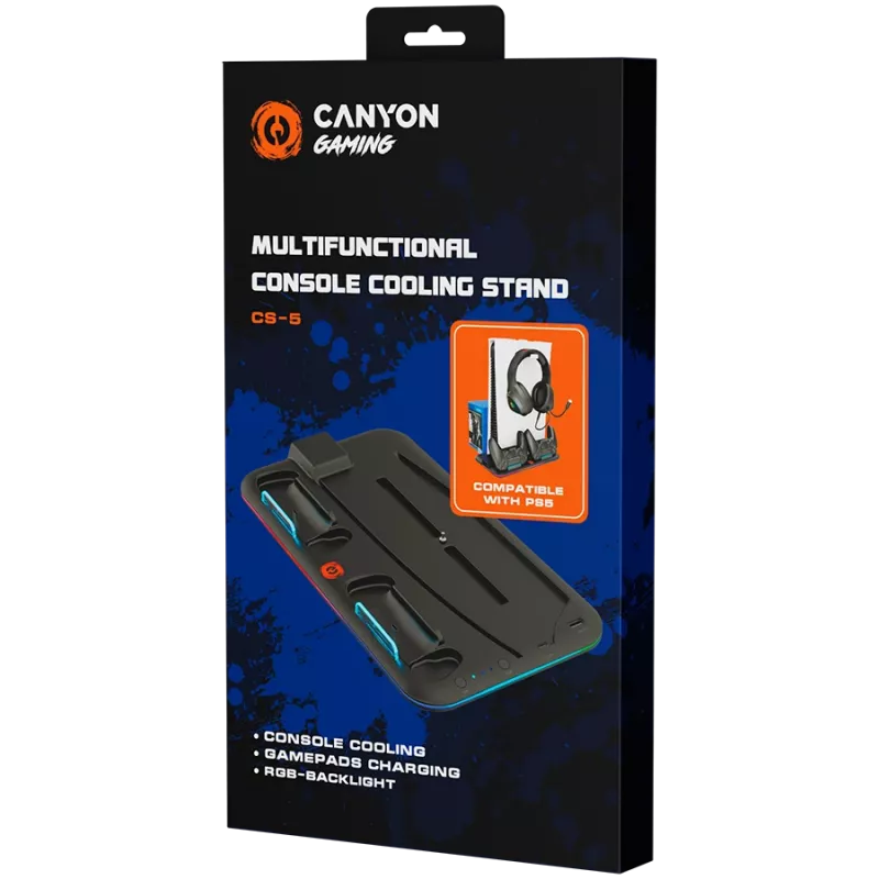 Podstawka chłodząca CANYON CS-5 RGB do PS5 z funkcją ładowania, model CND-CSPS5B
