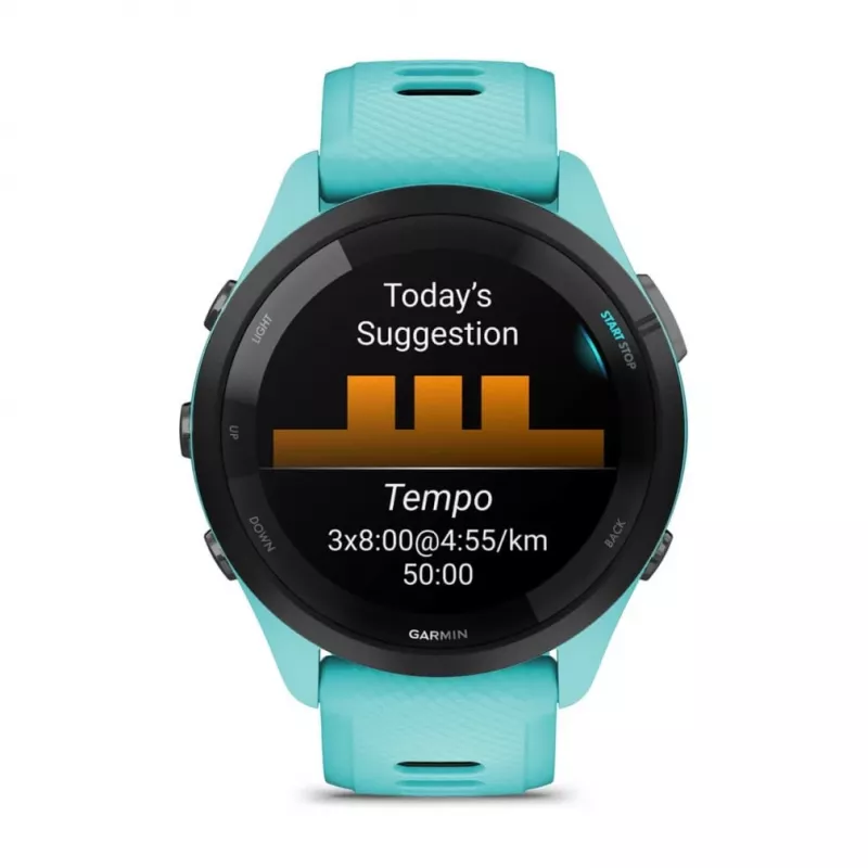 Garmin Forerunner 265 3,3 cm (1,3 cala) AMOLED 46 mm Cyfrowy 416 x 416 pikseli Ekran dotykowy Czarny, Niebieski Wi-Fi GPS (satelitarny)