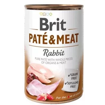 Mokra karma dla psa Brit Paté & Meat z królikiem 400 g — dorosłe psy, pasztet w puszce, białko 11%, tłuszcz 9%