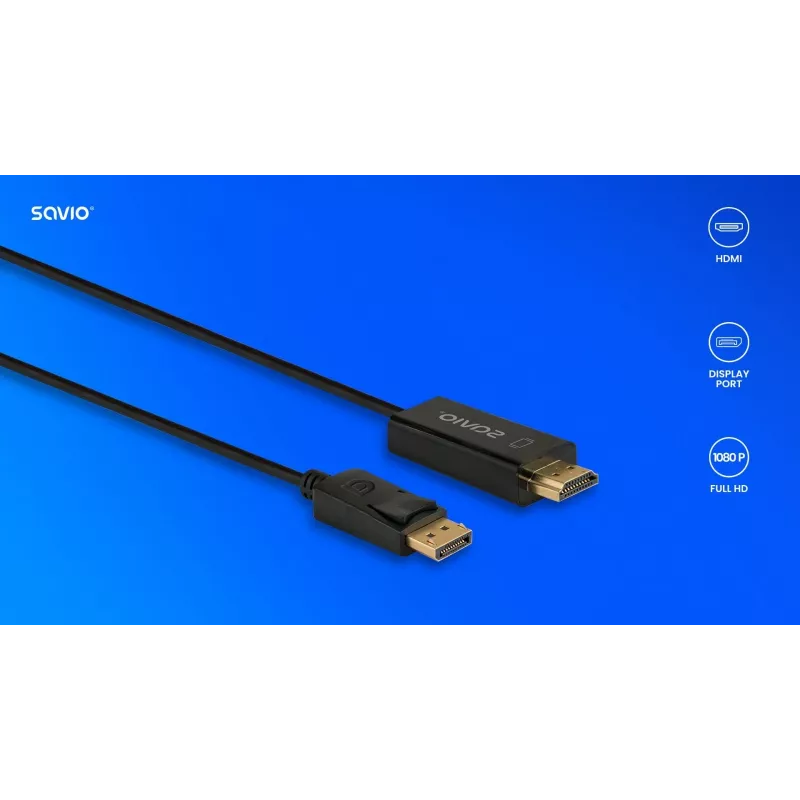 Kabel DisplayPort na HDMI 1,5m, CL-183 Savio SAVKABELCL-183