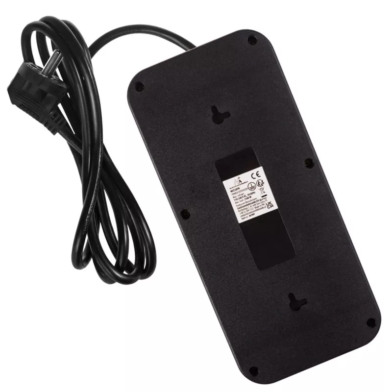 Listwa zasilająca MACLEAN MCE389 B — 6 gniazd, 4×USB-A + 1×USB-C, 110–240 V, 2,1 A, 2500 W, kabel 1,5 m, czarna