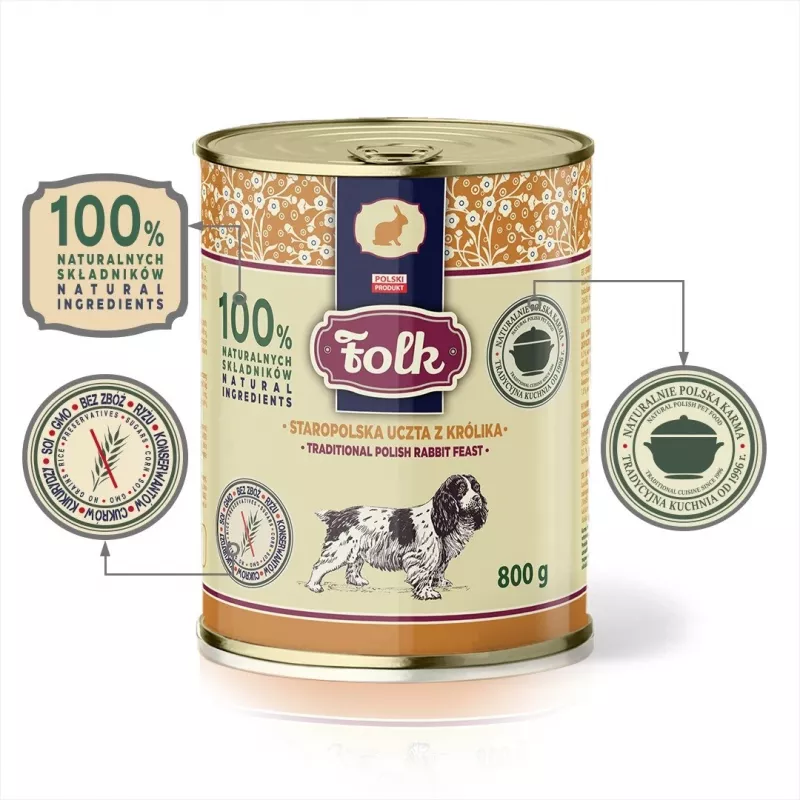 FOLK Tradycyjna polska uczta z królika - mokra karma dla psa - 800g