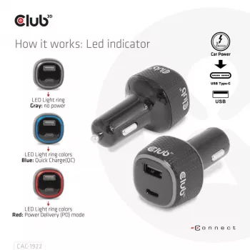 CLUB3D Ładowarka samochodowa do notebooka / laptopa 63 Watt, Auto, zapalniczka, 24 V, czarna