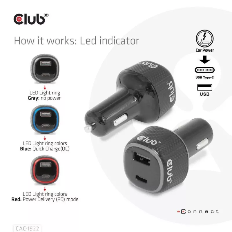 CLUB3D Ładowarka samochodowa do notebooka / laptopa 63 Watt, Auto, zapalniczka, 24 V, czarna
