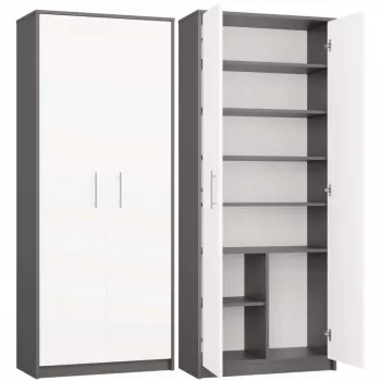 OLIV 2D CLOSED SHELVING UNIT, ANTHRACITE/Biały SET
