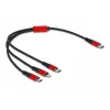 Kabel do ładowania USB DeLOCK 86710 3 w 1 USB Type-C do Lightning Micro USB 30 cm Czarny Czerwony
