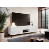 Szafka RTV Cama Meble MARMO 2D1S1K, 195x40x47,5 cm, biała mat/top marmur biały