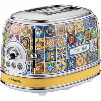 Ariete 155 Toster Positano, 810W, 2 kromki, 6 poziomów zrumienienia, Tacka na okruchy, Funkcja rozmrażania, Automatyczne wysuwanie, Bez klamer