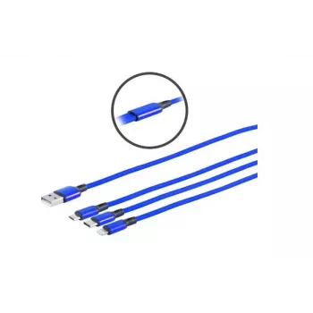 Kabel USB MicroConnect MC-USBA-3WAY USB 3.2 Gen 1 (3.1 Gen 1) 1,2 m USB C/Micro-USB B/Lightning niebieski
