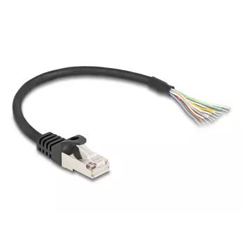 Kabel DeLOCK RJ50 męski do otwartych końcówek przewodów S/FTP 0,25 m czarny