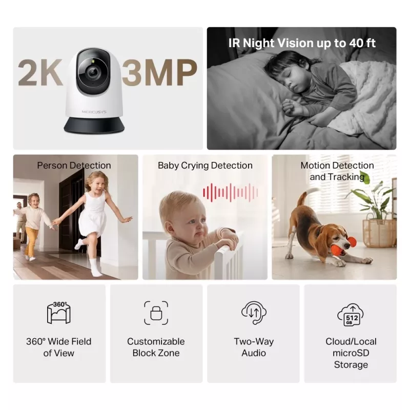 Kamera bezpieczeństwa domowego TP-LINK MC210 Pan/Tilt Wi‑Fi 1080p Noktowizja