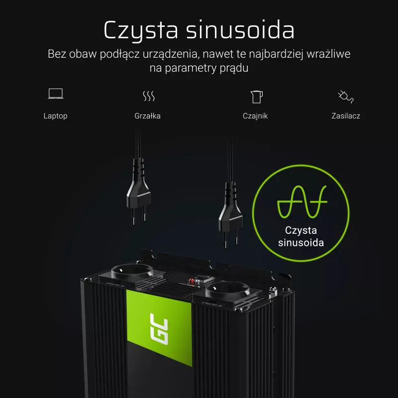 Green Cell INV11 Przetwornica napięcia / falownik samochodowy 2000 W Czarny